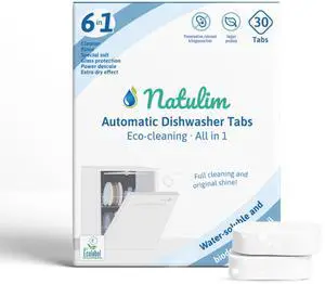 Dishwasher Tablets 30 Count Water Soluble & Biodegradable Tablets for Dishwashers detergent 6-in-1 Formula Deep Cleaning, Glass Protection, Salt Function Plastic-Free | Made in Spain Dishwasher Tablets 30 Count Water Soluble & Biodegradable Tablets for Dishwashers detergent 6-in-1 Formula Deep Cleaning, Glass Protection, Salt Function Plastic-Free | Made in Spain