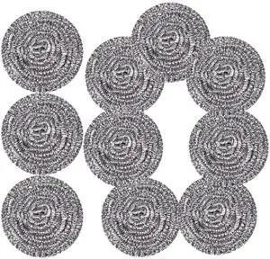 Stainless Steel Scrubber Scrubbing Scouring Pad Sponges Clean Pot Pan and Steel Wool for Kitchen Bathroom (10Pcs Metal Scrubber) Stainless Steel Scrubber Scrubbing Scouring Pad Sponges Clean Pot Pan and Steel Wool for Kitchen Bathroom (10Pcs Metal Scrubber)
