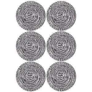 Stainless Steel Scourer Heavy Duty Scrubber Pads Steel Wool Pack of 6,40g Stainless Steel Scourer Heavy Duty Scrubber Pads Steel Wool Pack of 6,40g