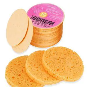 50-Count Compressed, GAINWELL Cellulose, 100% Natural Cosmetic Spa Sponge for Facial Cleansing, Exfoliating Mask, Makeup Removal 50-Count Compressed, GAINWELL Cellulose, 100% Natural Cosmetic Spa Sponge for Facial Cleansing, Exfoliating Mask, Makeup Removal