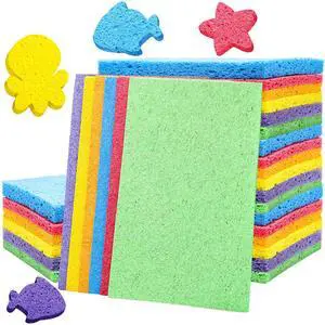 12 Pcs Cellulose Compressed Sponges for Craft 5" x 7" DIY Art Stamps Projects Supplies Assorted Colors Natural Dish Sponges for Classroom Crafts Home Cleaning 12 Pcs Cellulose Compressed Sponges for Craft 5" x 7" DIY Art Stamps Projects Supplies Assorted Colors Natural Dish Sponges for Classroom Crafts Home Cleaning