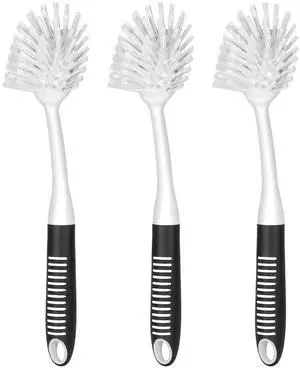 Dish Brush with Handle, 3 Pack Stiff Bristles Dish Scrubber with Built-in Scraper Dish Scrub Brushes for Cleaning Dishes, Pots and Pans, Kitchen Sink, 3 Pack, Black White Dish Brush with Handle, 3 Pack Stiff Bristles Dish Scrubber with Built-in Scraper Dish Scrub Brushes for Cleaning Dishes, Pots and Pans, Kitchen Sink, 3 Pack, Black White