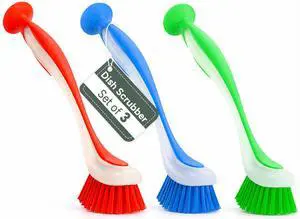 Dish Brush Set of 3 with Suction Cup Dish Scrubber & Cleaning Brush Dish Brush Set of 3 with Suction Cup Dish Scrubber & Cleaning Brush
