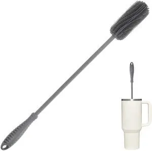15.7" Silicone Bottle Brush, ddLUCK Water Bottle Cleaner Brush for Stanley, Hydroflasks, Glass, Thermos Sports Bottle, Vase and Glassware, Bottle Brush Cleaner for Small Narrow Neck Containers (Gray) 15.7" Silicone Bottle Brush, ddLUCK Water Bottle Cleaner Brush for Stanley, Hydroflasks, Glass, Thermos Sports Bottle, Vase and Glassware, Bottle Brush Cleaner for Small Narrow Neck Containers (Gray)