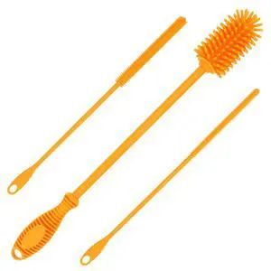 Silicone Bottle Brush with 2 Straw Cleaners - 12.5 Water Bottle Cleaner Brush for Yeti, Hydro Flask, Owala, Stanley, Baby Bottles, Glassware, Vases & Narrow Neck Containers - Orange Silicone Bottle Brush with 2 Straw Cleaners - 12.5 Water Bottle Cleaner Brush for Yeti, Hydro Flask, Owala, Stanley, Baby Bottles, Glassware, Vases & Narrow Neck Containers - Orange