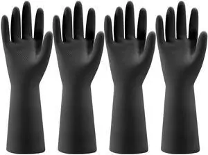4 Pairs Rubber Kitchen Dishwashing Gloves - Reusable Household Cleaning Gloves for Washing Dishes and Cleaning Tasks, Flexible Long-lasting and Non-Slip (Medium, Black) 4 Pairs Rubber Kitchen Dishwashing Gloves - Reusable Household Cleaning Gloves for Washing Dishes and Cleaning Tasks, Flexible Long-lasting and Non-Slip (Medium, Black)