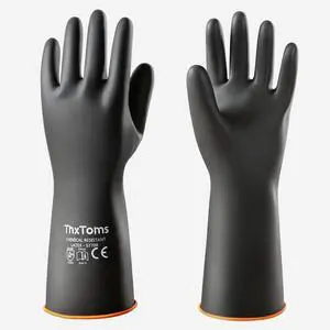 Heavy Duty Chemical Resistant Latex Gloves, Waterproof Rubber Gloves, Puncture Resistant, Acid Oil & Alkali Resistant for Industrial Cleaning, Gardening, 14", 1 Pair Heavy Duty Chemical Resistant Latex Gloves, Waterproof Rubber Gloves, Puncture Resistant, Acid Oil & Alkali Resistant for Industrial Cleaning, Gardening, 14", 1 Pair