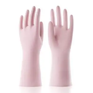 Small Household Rubber Gloves with Cotton Liner & Non-slip Grip, Waterproof Long Lasting Dishwashing Gloves for Kitchen & Bathroom Cleaning, Light Pink, 1 Pair Small Household Rubber Gloves with Cotton Liner & Non-slip Grip, Waterproof Long Lasting Dishwashing Gloves for Kitchen & Bathroom Cleaning, Light Pink, 1 Pair