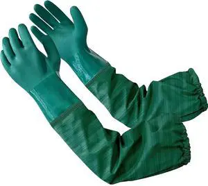 Extra-Long 26" Rubber Pond Gloves, Chemical Resistant PVC Reusable Heavy Duty Waterproof Cleaning Glove (Green) Extra-Long 26" Rubber Pond Gloves, Chemical Resistant PVC Reusable Heavy Duty Waterproof Cleaning Glove (Green)