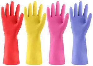 Rubber Kitchen Dishwashing Gloves - 4 Pairs Colorful Reusable Cleaning Gloves for Kitchen Washing Dishes and Household Cleaning(XL, Blue+Pink+Yellow+Red) Rubber Kitchen Dishwashing Gloves - 4 Pairs Colorful Reusable Cleaning Gloves for Kitchen Washing Dishes and Household Cleaning(XL, Blue+Pink+Yellow+Red)