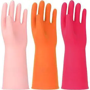 3 Pairs Rubber Cleaning Gloves Latex Free Dishwashing Gloves - 13" Reusable Nitrile Gloves Large, Orange+Pink+Red 3 Pairs Rubber Cleaning Gloves Latex Free Dishwashing Gloves - 13" Reusable Nitrile Gloves Large, Orange+Pink+Red