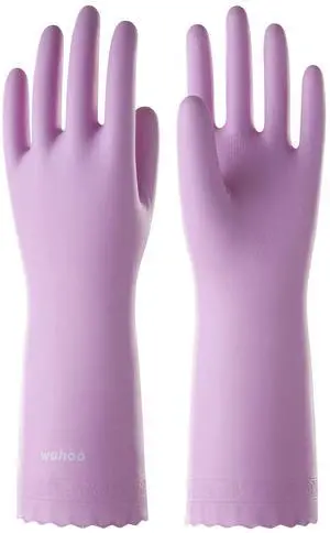 wahoo Skin-Friendly Cleaning Gloves, Dishwashing Kitchen Gloves with Cotton Flocked Liner, Reusable, Non-Slip, Mauve Mist, Medium wahoo Skin-Friendly Cleaning Gloves, Dishwashing Kitchen Gloves with Cotton Flocked Liner, Reusable, Non-Slip, Mauve Mist, Medium