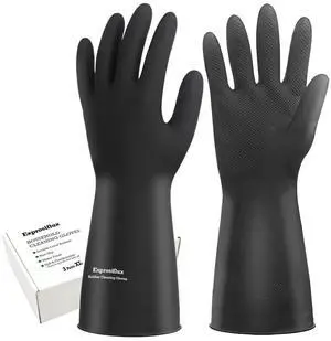 Heavy-Duty Thick Black Rubber Cleaning Gloves, 3 Pairs, XL Heavy-Duty Thick Black Rubber Cleaning Gloves, 3 Pairs, XL