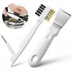 Gas Stove Top Cleaner Set - Kitchen Cleaning Scrub Brush with Cooktop Scraper + Scraper Tool, Household Cleaning Tools & Scrubber for Range Hood Grease Grime Gas Stove Top Cleaner Set - Kitchen Cleaning Scrub Brush with Cooktop Scraper + Scraper Tool, Household Cleaning Tools & Scrubber for Range Hood Grease Grime