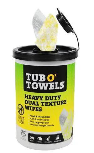 TW75 Heavy-Duty Multi-Surface Cleaning Wipes, Pack of 1 XL 10" x 12" Dual-Texture Wipes Helps Remove Grease, Oil, Tar, Paint, Ink & Tough Messes For Home, Garage, Auto & Workshop TW75 Heavy-Duty Multi-Surface Cleaning Wipes, Pack of 1 XL 10" x 12" Dual-Texture Wipes Helps Remove Grease, Oil, Tar, Paint, Ink & Tough Messes For Home, Garage, Auto & Workshop