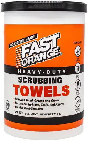 Heavy Duty Scrubbing Towels Removes Tough Grease, Grime, Paint, Resins, Glue and More, for Hands, Tools and Surfaces Without Sticky Residue, 72 ct Heavy Duty Scrubbing Towels Removes Tough Grease, Grime, Paint, Resins, Glue and More, for Hands, Tools and Surfaces Without Sticky Residue, 72 ct