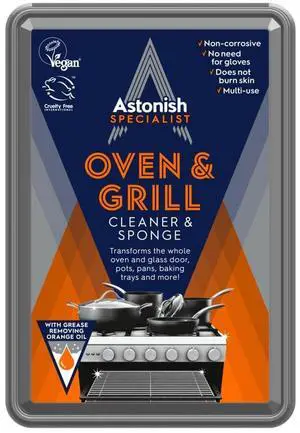 Specialist Oven & Grill Cleaner & Sponge, 250g Powerful Degreasing Paste with Orange Oil, Restores Shine Without Harsh Chemicals For Ovens, Grills, Racks & Toughened Glass Specialist Oven & Grill Cleaner & Sponge, 250g Powerful Degreasing Paste with Orange Oil, Restores Shine Without Harsh Chemicals For Ovens, Grills, Racks & Toughened Glass