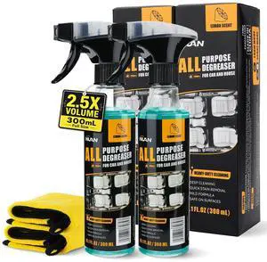 2Pcs All Purpose Degreaser for Car and House, Lemon Scent All Purpose Cleaner, Quick Stain Removal Heavy-Duty Cleaning Spray, 10.1 fl oz/300 ML 2Pcs All Purpose Degreaser for Car and House, Lemon Scent All Purpose Cleaner, Quick Stain Removal Heavy-Duty Cleaning Spray, 10.1 fl oz/300 ML