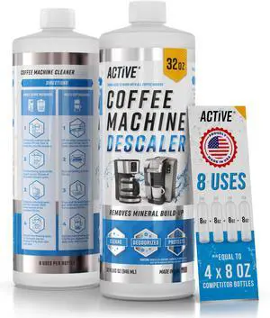 Coffee Machine Descaler Descaling Solution - 32oz (8 Uses) Compatible with Keurig,Nespresso,Breville,Delonghi, Jura, Ninja - Espresso Coffee Maker Cleaner,Coffee Pot Cleaning Limescale Remover Coffee Machine Descaler Descaling Solution - 32oz (8 Uses) Compatible with Keurig,Nespresso,Breville,Delonghi, Jura, Ninja - Espresso Coffee Maker Cleaner,Coffee Pot Cleaning Limescale Remover