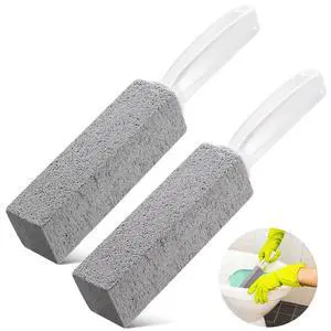 2 Pack Pumice Stone Toilet Bowl Cleaner with Handle, Hard Water Ring Remover & Stain Scrubber for Bathroom, Pool, Sink and Tub, Ergonomic Heavy Duty Cleaning Tool 2 Pack Pumice Stone Toilet Bowl Cleaner with Handle, Hard Water Ring Remover & Stain Scrubber for Bathroom, Pool, Sink and Tub, Ergonomic Heavy Duty Cleaning Tool