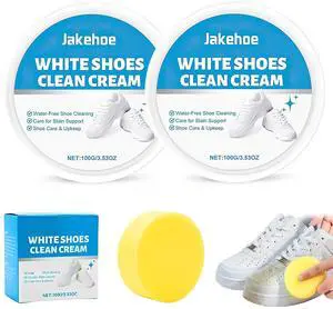 White Shoe Cleaner Cream, Multipurpose No-Wash Solid Cleaning Paste with Sponge Removes Stains, Multipurpose White Shoes Clean Cream for Leather Sneakers Soles-2PCS White Shoe Cleaner Cream, Multipurpose No-Wash Solid Cleaning Paste with Sponge Removes Stains, Multipurpose White Shoes Clean Cream for Leather Sneakers Soles-2PCS