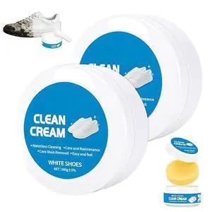 2PCS White Shoes Clean Cream, Multipurpose No-Wash Solid Cleaning Paste with Sponge, White Shoes Cleaning Cream for Leather Sneakers Soles 2PCS White Shoes Clean Cream, Multipurpose No-Wash Solid Cleaning Paste with Sponge, White Shoes Cleaning Cream for Leather Sneakers Soles