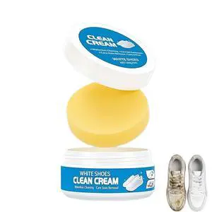 White Shoes Clean Cream,Multipurpose No-Wash Solid Cleaning Paste with Sponge,Gentle Care White Shoe Cleaner Cream for Leather Sneakers Soles White Shoes Clean Cream,Multipurpose No-Wash Solid Cleaning Paste with Sponge,Gentle Care White Shoe Cleaner Cream for Leather Sneakers Soles