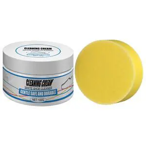 Multipurpose White Shoe Cleaner Cream - Remove Stains Shoe Cream No Need to Wash Solid with Sponge for Leather, Silicone, Car Interiors Multipurpose White Shoe Cleaner Cream - Remove Stains Shoe Cream No Need to Wash Solid with Sponge for Leather, Silicone, Car Interiors