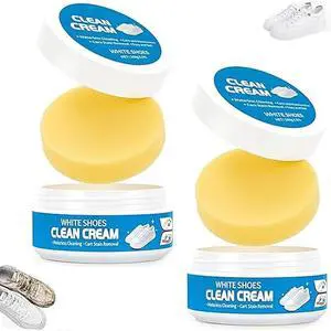 2Pcs White Shoe Cleaner Cream, No-Wash Multipurpose Cleaning Paste with Sponge, Stain Remover for Leather Sneakers Soles 2Pcs White Shoe Cleaner Cream, No-Wash Multipurpose Cleaning Paste with Sponge, Stain Remover for Leather Sneakers Soles