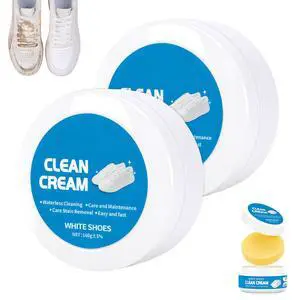 2Pcs White Shoe Cleaner Cream, Multipurpose No-Wash Solid Cleaning Paste with Sponge, White Shoe Cleaning Cream for Leather Sneakers 2Pcs White Shoe Cleaner Cream, Multipurpose No-Wash Solid Cleaning Paste with Sponge, White Shoe Cleaning Cream for Leather Sneakers