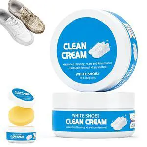 White Shoe Cleaner Cream,Multipurpose No-Wash Solid Comes With Sponge Removes Stains,Cleaning Cream White Shoe Cleaner(2PCS) White Shoe Cleaner Cream,Multipurpose No-Wash Solid Comes With Sponge Removes Stains,Cleaning Cream White Shoe Cleaner(2PCS)