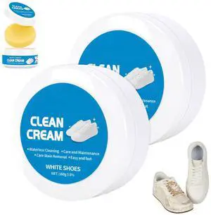 2PCS White Shoe Cleaning Cream, Multipurpose No-Wash Solid Paste with Sponge,Multipurpose White Shoes Clean Cream, Shoes Cleaner for Leather Sneakers Soles 2PCS White Shoe Cleaning Cream, Multipurpose No-Wash Solid Paste with Sponge,Multipurpose White Shoes Clean Cream, Shoes Cleaner for Leather Sneakers Soles