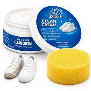 White Shoe Cleaner Cream, No Rinse Sneaker Cleaning Paste with Sponge for White Shoes, Leather, Canvas, Rubber Soles White Shoe Cleaner Cream, No Rinse Sneaker Cleaning Paste with Sponge for White Shoes, Leather, Canvas, Rubber Soles