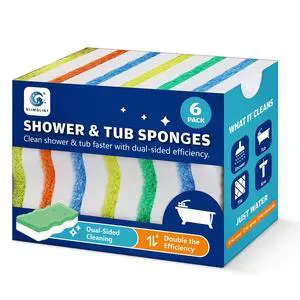 Magic Sponges Eraser for Bathroom, 6 Pack Dual-Sided Cleaning Melamine Sponge & Temperature-Responsive Scrubber for Tub, Shoes, Kitchen, Wall Magic Sponges Eraser for Bathroom, 6 Pack Dual-Sided Cleaning Melamine Sponge & Temperature-Responsive Scrubber for Tub, Shoes, Kitchen, Wall