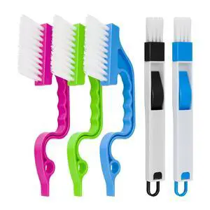 Window Track & Gap Cleaning Brush Set, 5 Pack Crevice and Groove Cleaner with 2 in 1 Brush and Mini Dustpan for Door Gaps, Blinds, Sliding Tracks and Kitchen Corners Window Track & Gap Cleaning Brush Set, 5 Pack Crevice and Groove Cleaner with 2 in 1 Brush and Mini Dustpan for Door Gaps, Blinds, Sliding Tracks and Kitchen Corners