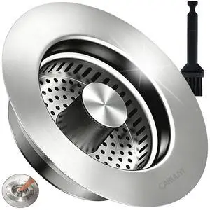 Kitchen Sink Drain Strainer for 3-1/2 Inch Drain Hole, 3-in-1 304 Stainless Steel Pop-Up Sink Strainer and Stopper with Anti-Clog Filter Basket & Food Catcher (Silver, 1 Pack) Kitchen Sink Drain Strainer for 3-1/2 Inch Drain Hole, 3-in-1 304 Stainless Steel Pop-Up Sink Strainer and Stopper with Anti-Clog Filter Basket & Food Catcher (Silver, 1 Pack)