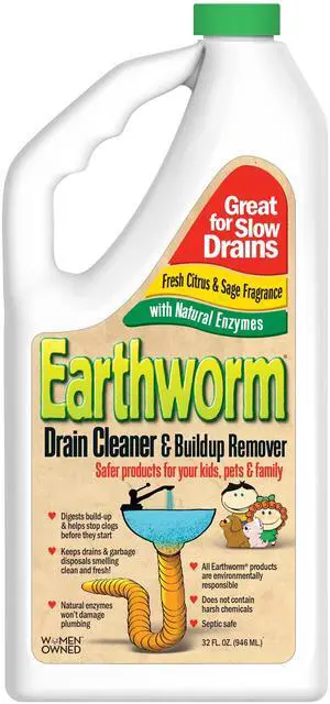 Drain Cleaner - Clog Remover - Drain Opener/Deodorizer - Natural Enzymes, Safer for Families, Environmentally Responsible - 32 fl oz Drain Cleaner - Clog Remover - Drain Opener/Deodorizer - Natural Enzymes, Safer for Families, Environmentally Responsible - 32 fl oz