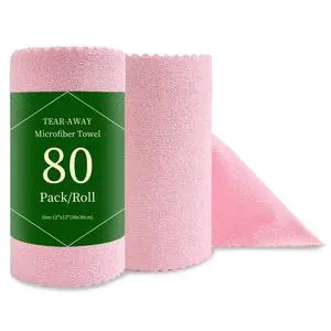 80 Pack Reusable Paper Towels Pink Microfiber Cleaning Cloth Roll 12"x12" Microfiber Towels, Tear Away Cloth for Cars,Wash Cloths,Lint Free Rags for House,Kitchen,Window,Cleaning Supplies 80 Pack Reusable Paper Towels Pink Microfiber Cleaning Cloth Roll 12"x12" Microfiber Towels, Tear Away Cloth for Cars,Wash Cloths,Lint Free Rags for House,Kitchen,Window,Cleaning Supplies