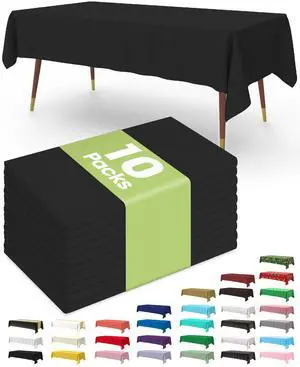 Plastic Table Cloth Disposable 10 Pack, 54 x 108 Inch Table Cloths, Halloween Party Decorations, Summerween Decor, Halloween Tablecloths, Rectangle, Plastic Cover, Leakproof & Sturdy, Black Plastic Table Cloth Disposable 10 Pack, 54 x 108 Inch Table Cloths, Halloween Party Decorations, Summerween Decor, Halloween Tablecloths, Rectangle, Plastic Cover, Leakproof & Sturdy, Black