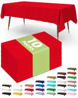 Plastic Table Cloth Disposable 10 Pack, 54 x 108 Inch Table Cloths, Valentines Day, Thanksgiving, Christmas Decorations, Fall Tablecloths, Rectangle, Plastic Cover, Leakproof & Sturdy, Red Plastic Table Cloth Disposable 10 Pack, 54 x 108 Inch Table Cloths, Valentines Day, Thanksgiving, Christmas Decorations, Fall Tablecloths, Rectangle, Plastic Cover, Leakproof & Sturdy, Red