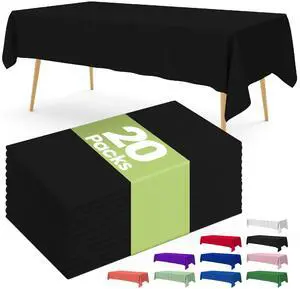 Plastic Table Cloth Disposable 20 Pack, 54 x 108 Inch Table Cloths, Graduation Decorations Class of 2026, Graduation Party Tablecloths, Rectangle, Plastic Cover, Leakproof & Sturdy, Black Plastic Table Cloth Disposable 20 Pack, 54 x 108 Inch Table Cloths, Graduation Decorations Class of 2026, Graduation Party Tablecloths, Rectangle, Plastic Cover, Leakproof & Sturdy, Black