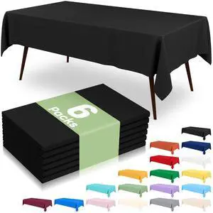 6 Packs Disposable Plastic Table Cloth, 54 x 108 Inch Waterproof Rectangle Tablecloth, Leakproof & Sturdy Decorative Table Covers for Party, Outdoor and Back to School, Black 6 Packs Disposable Plastic Table Cloth, 54 x 108 Inch Waterproof Rectangle Tablecloth, Leakproof & Sturdy Decorative Table Covers for Party, Outdoor and Back to School, Black