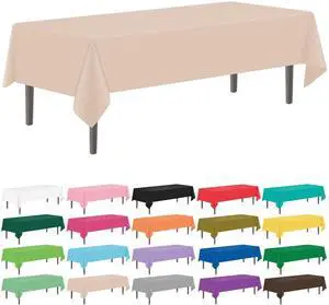 12 Pack Beige 54 x 108 Inch Disposable Plastic Tablecloths Rectangular Table Cloth Plastic Table Cover for Parties 12 Pack Beige 54 x 108 Inch Disposable Plastic Tablecloths Rectangular Table Cloth Plastic Table Cover for Parties