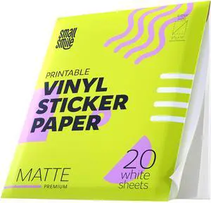 Premium Printable Vinyl Sticker Paper for Inkjet Printer and Laser - 20 White Matte Sticker Paper Waterproof - Durability Adhesive Paper 8.5 x 11, Fast Dry, Holds Ink Well, Great for Cutting Machines Premium Printable Vinyl Sticker Paper for Inkjet Printer and Laser - 20 White Matte Sticker Paper Waterproof - Durability Adhesive Paper 8.5 x 11, Fast Dry, Holds Ink Well, Great for Cutting Machines