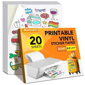 20 PCS Sticker Paper for Inkjet Printer, Printable Vinyl Sticker Paper Dries Quickly Vivid Colors, 8.5"x11" Tear Resistant Printable Vinyl, Glossy White, Inkjet & Laser Printer 20 PCS Sticker Paper for Inkjet Printer, Printable Vinyl Sticker Paper Dries Quickly Vivid Colors, 8.5"x11" Tear Resistant Printable Vinyl, Glossy White, Inkjet & Laser Printer