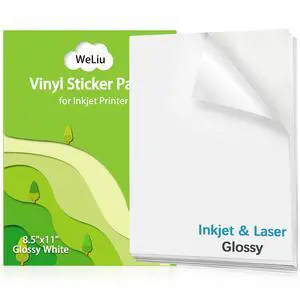 Glossy Printable Vinyl Sticker Paper for Printer - 21 Sheets Glossy Printable Vinyl Sticker Paper for Printer - 21 Sheets