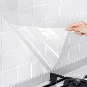 Clear Contact Paper, Protection for Kitchen Backsplash Tiles, Cabinets, Walls, and Shelves. Waterproof and Oil-Proof Peel and Stick Covering(15.7X78.7 Inches) Clear Contact Paper, Protection for Kitchen Backsplash Tiles, Cabinets, Walls, and Shelves. Waterproof and Oil-Proof Peel and Stick Covering(15.7X78.7 Inches)