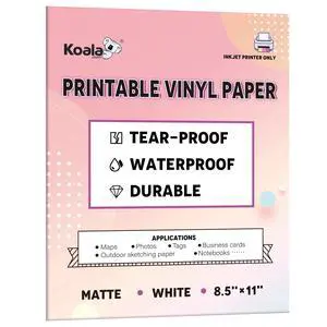 Waterproof Paper for Inkjet Printer, 8.5x11 Inch 30 Sheets, Matte White Tear-Resistant Printable Paper, Durable and Quick-Drying Waterproof Paper for Inkjet Printer, 8.5x11 Inch 30 Sheets, Matte White Tear-Resistant Printable Paper, Durable and Quick-Drying
