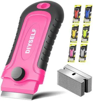 1 Pack Razor Blade Scraper with 15 Extra Blades, Scraper Tool for Cleaning Window, Paint, Cooktop, Oven, Glass Stove Top Scraper, Razor Scraper with Buit-In Blade Storage (Pink) 1 Pack Razor Blade Scraper with 15 Extra Blades, Scraper Tool for Cleaning Window, Paint, Cooktop, Oven, Glass Stove Top Scraper, Razor Scraper with Buit-In Blade Storage (Pink)