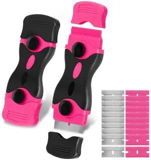 Razor Blade Scraper - Pink Razor Scraper Gift for Women, 2-in-1 Scraper Tool Set with 20Pcs Razor Blades for Removing Window Labels, Decals, Stickers, Glass Stove Top (2 Pack) Razor Blade Scraper - Pink Razor Scraper Gift for Women, 2-in-1 Scraper Tool Set with 20Pcs Razor Blades for Removing Window Labels, Decals, Stickers, Glass Stove Top (2 Pack)